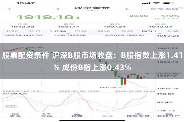 股票配资条件 沪深B股市场收盘：B股指数上涨1.41% 成份B指上涨0.43%